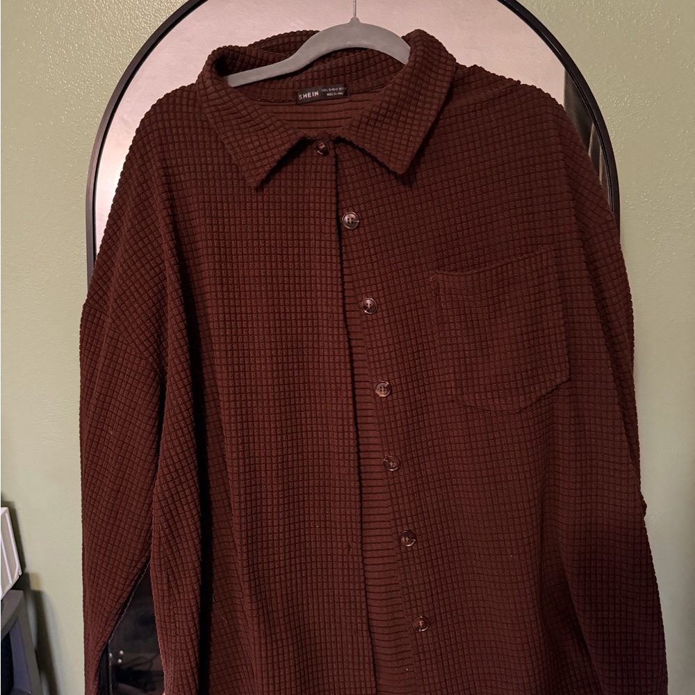 SHEIN Chocolate Button-Up Shirt